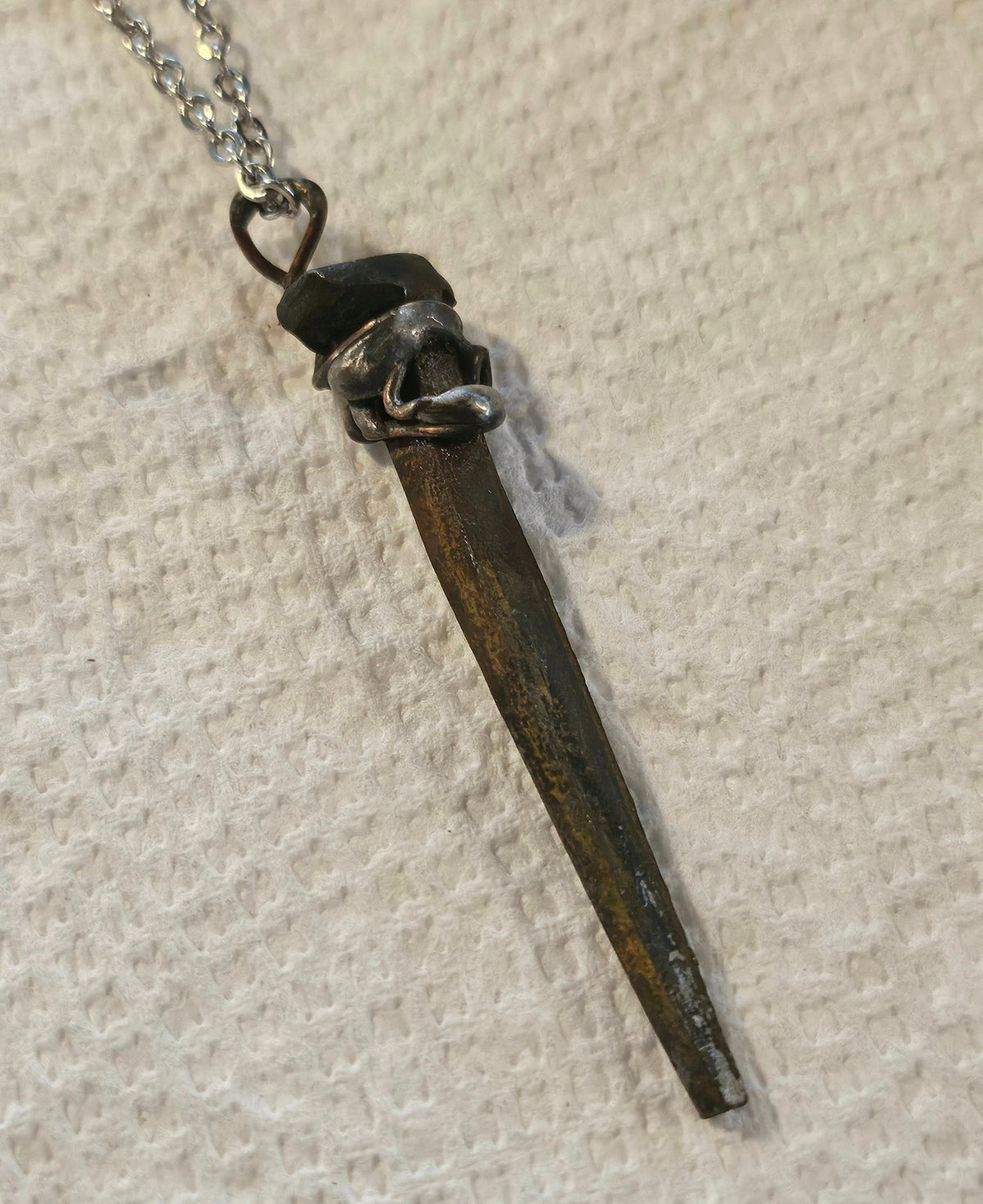 Rustic Horse Shoe Nail Pendant Necklace for Good Luck and Prosperity Wire-Wrapped with Durable Stainless Steel Chain Stylish Superstitious