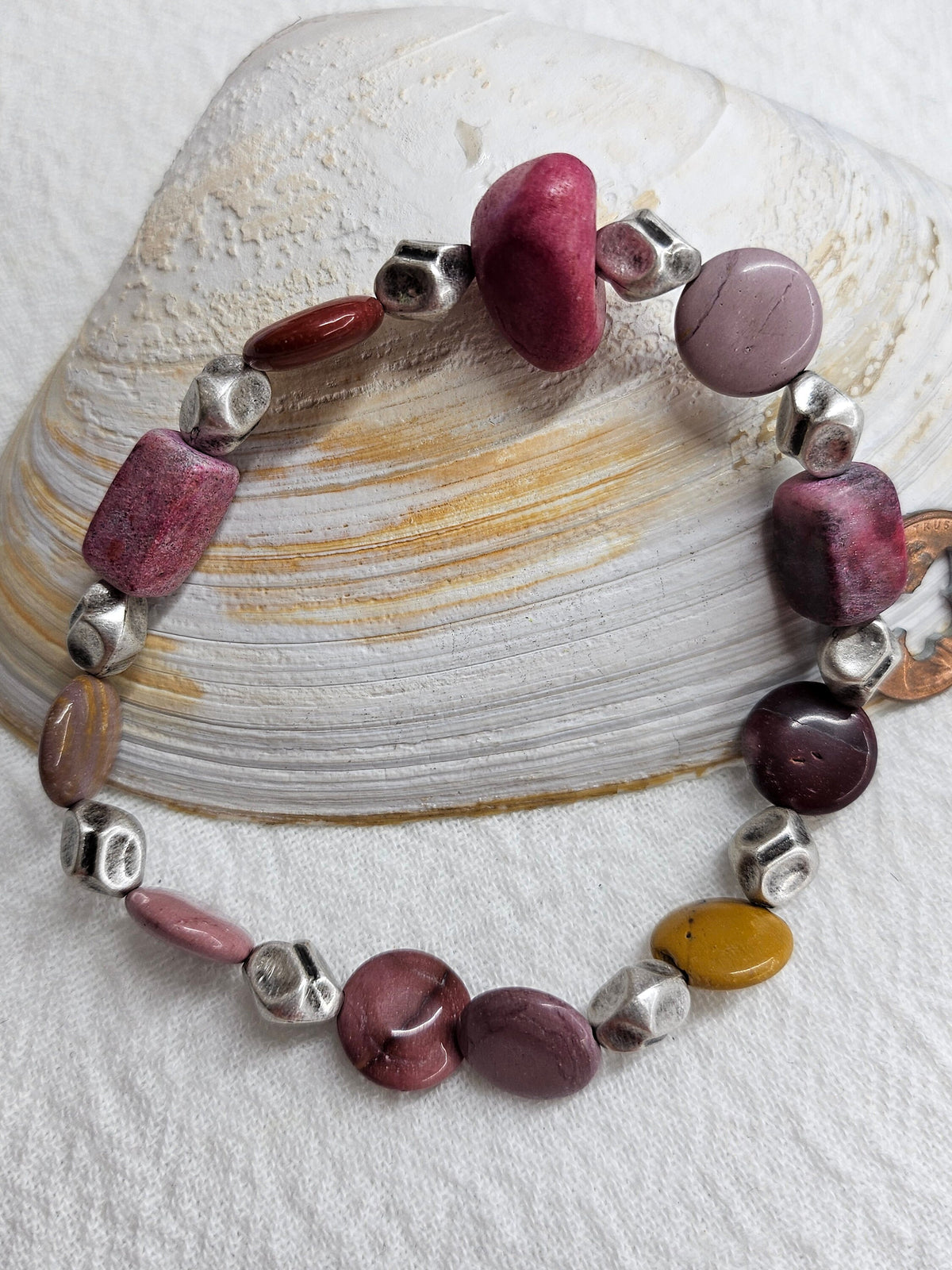 Natural Strawberry Quartz  Mookite Stone Stretch Bracelet for Positive Vibes Stylish Accessory and Good Mood Enhancer