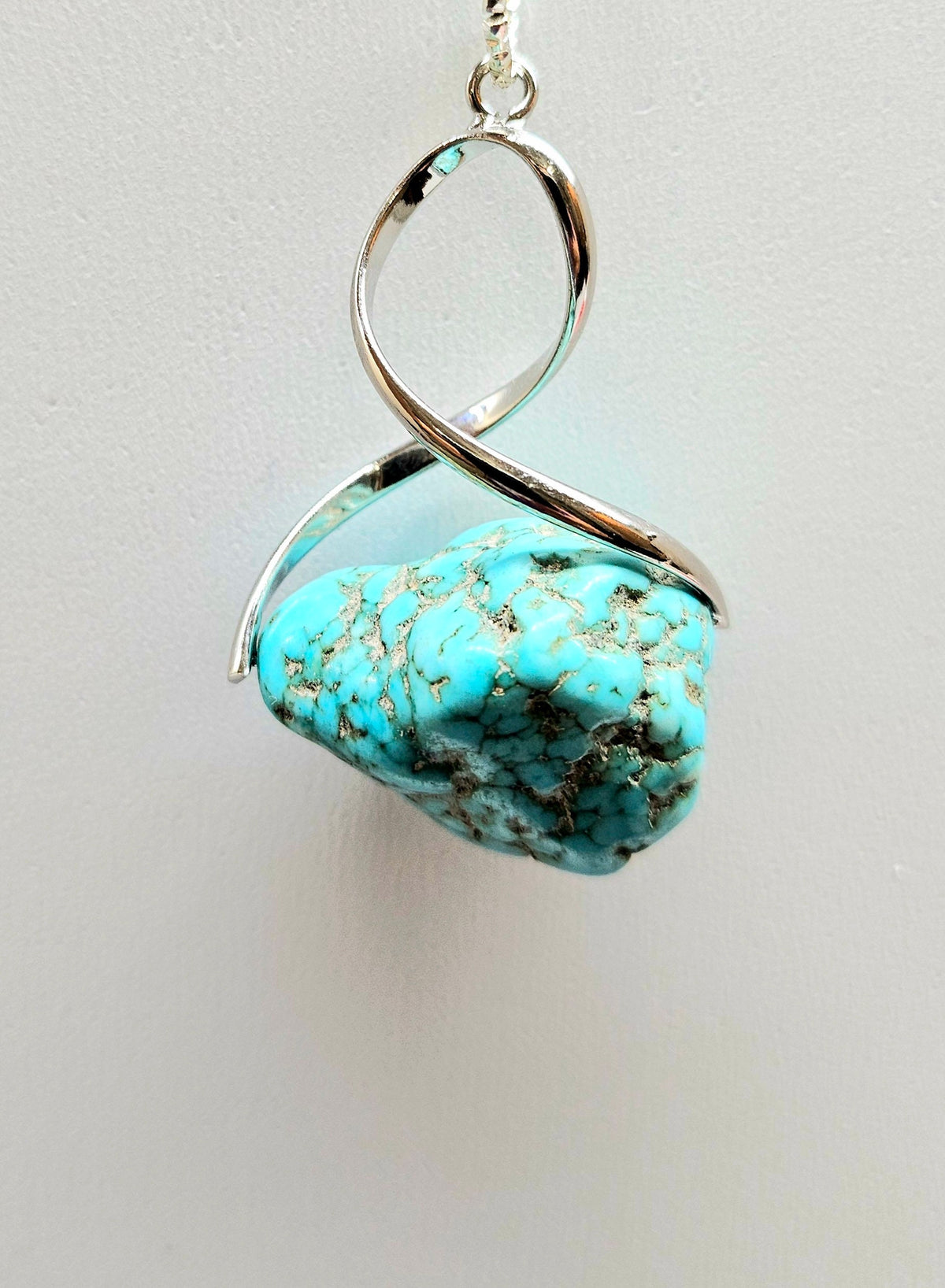 Turquoise Nugget Pendant Necklace on Stainless Steel Chain for Good Vibes Luck  Unique Style