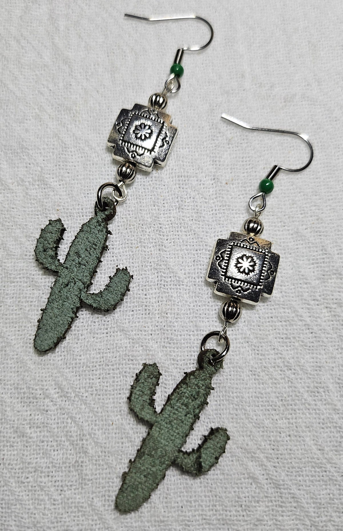 Very Light Southwest Cactus Earrings with Stainless Steel Crosses for Fun Style and Quirky Charm