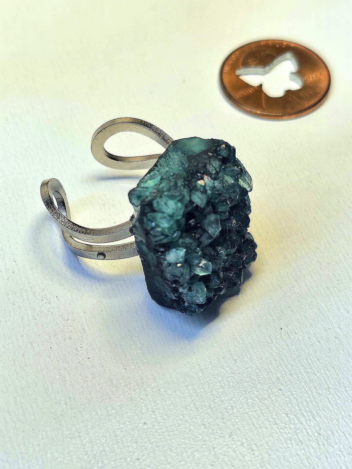 Handmade Green Rough Agate Ring  Rustic Boho Jewelry Gift for Her  Unique Semi-Precious Stone Accessory with FREE Shipping