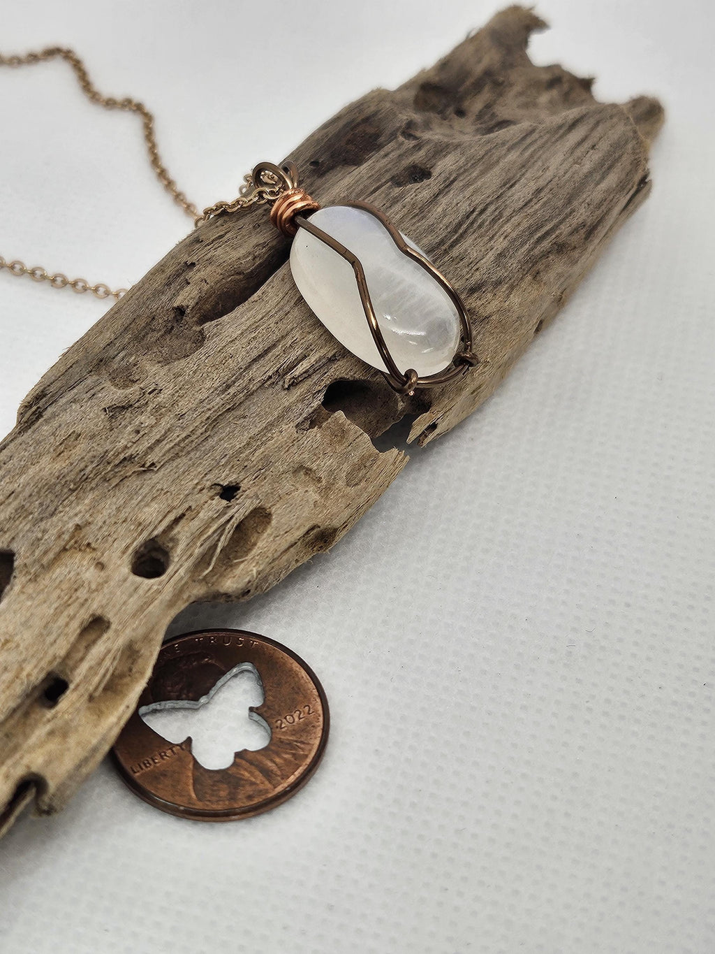 Moonstone  Copper Wire Wrapped Pendant - Handmade Rustic Boho Jewelry Gift for Her - Unique Statement Piece for Everyday Wear
