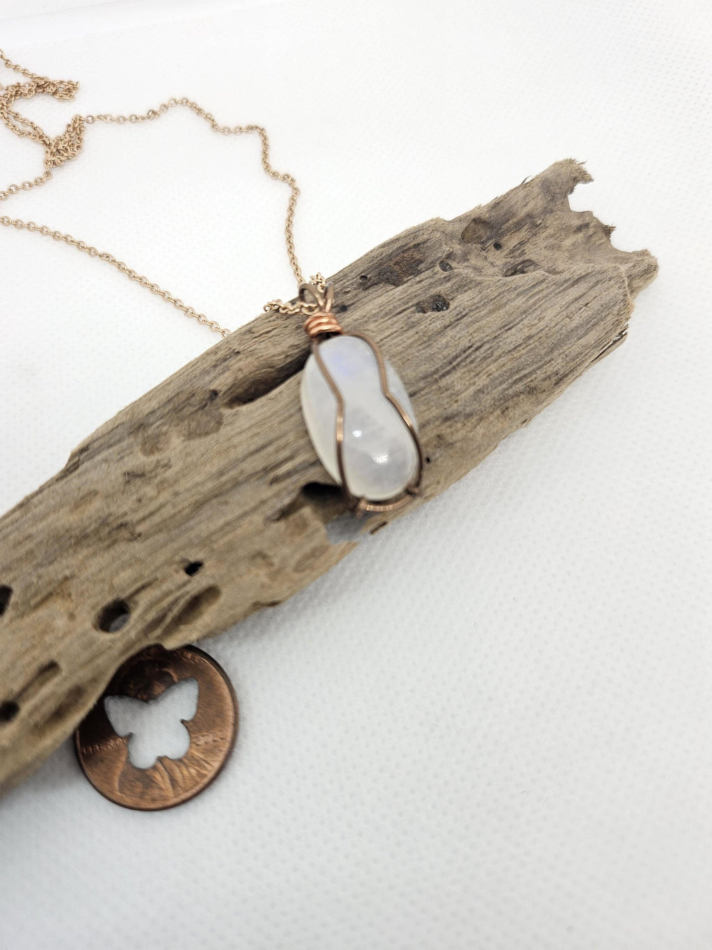 Moonstone  Copper Wire Wrapped Pendant - Handmade Rustic Boho Jewelry Gift for Her - Unique Statement Piece for Everyday Wear