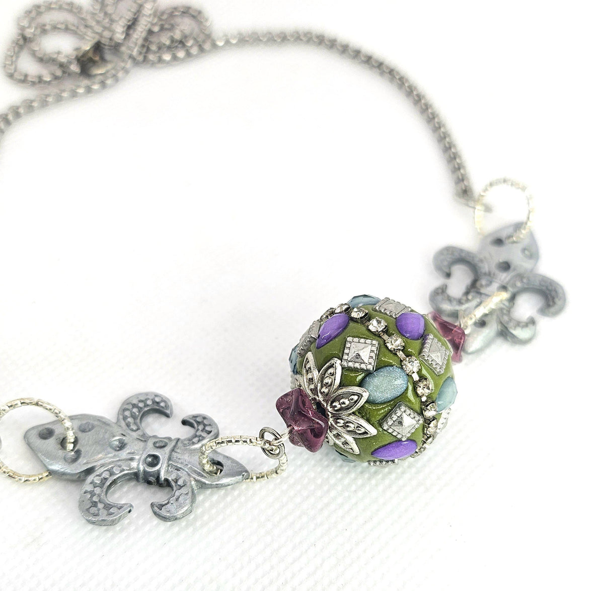 Fleur De Lis Jesse James Bead Pendant Necklace - Rustic Boho Handmade Jewelry Gift for Her - FREE Shipping Unique Accessory for Rustic