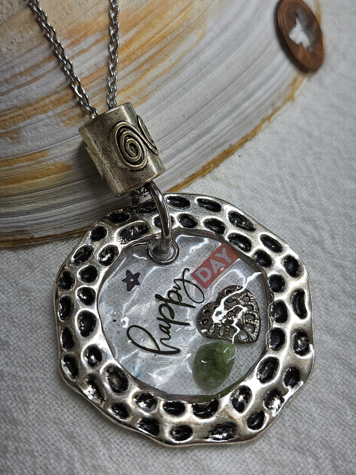 Unique Multi-Media Resin Pendant Necklace for Whimsical Accessorizing Lightweight  Eye-Catching Jewelry