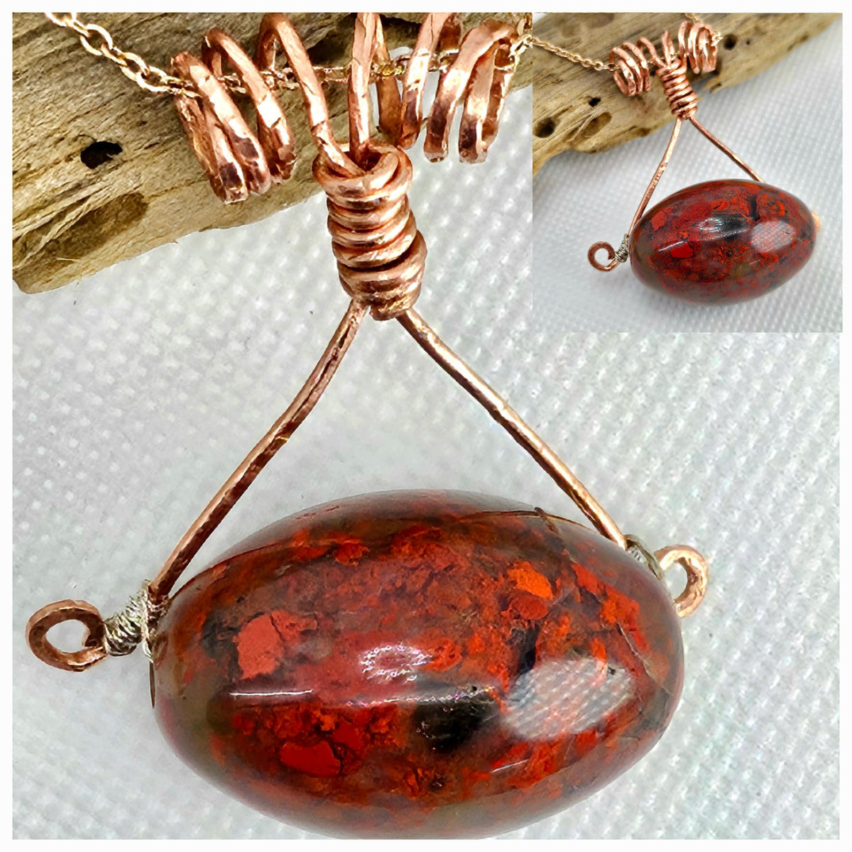 Breciated Jasper Pendant Necklace on Stainless Steel Chain - Unique Handmade Natural Stone Jewelry Gift for Her Perfect for Rustic Weddings