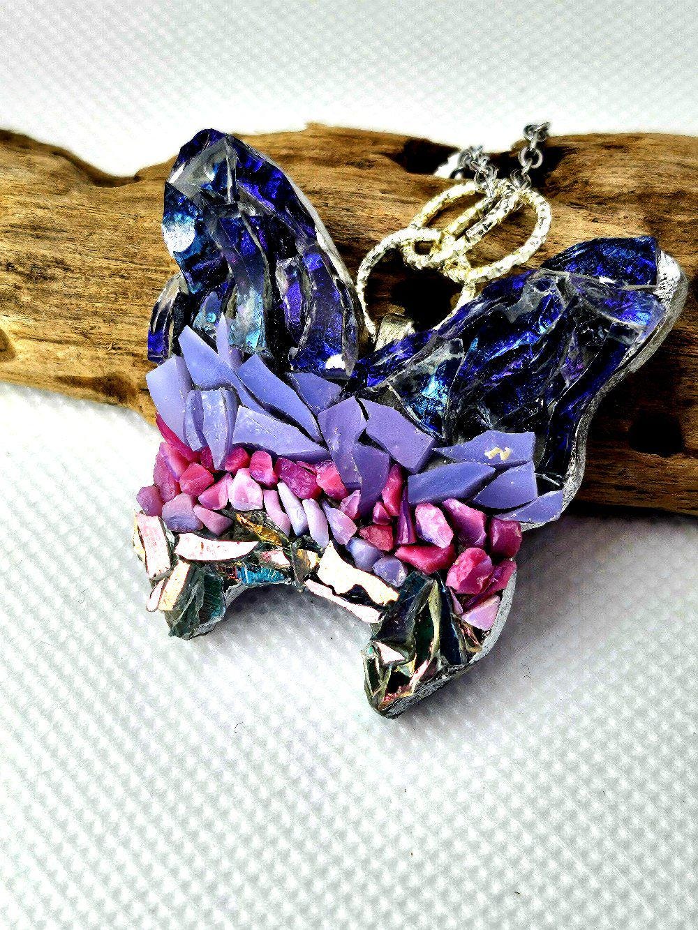 Micro Mosaic Butterfly Pendant Necklace with Colorful Enamel Artistry for Everyday Wear and Unique Style