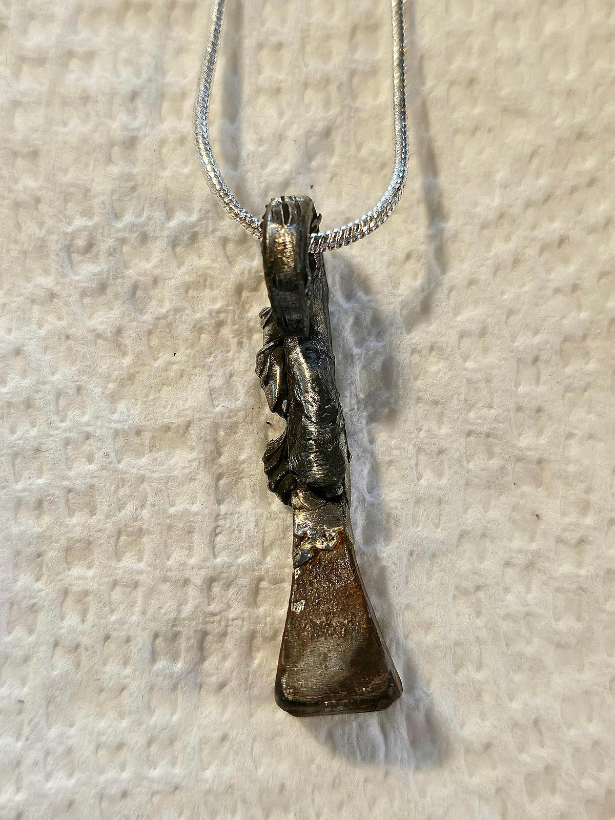 Rustic Boho Horse Shoe Nail Pendant Necklace - Unique Handmade Jewelry Gift for Her - Silver Solder  Copper Wire Design - FREE Shipping