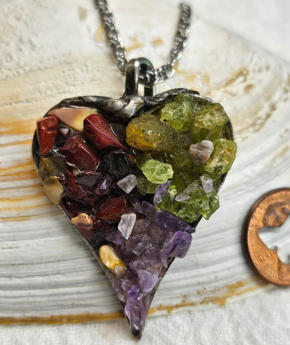 Natural Mixed Stone  Silver Solder Pendant  Unique Earthy Jewelry for Nature Lovers Conversation Starter Accessory
