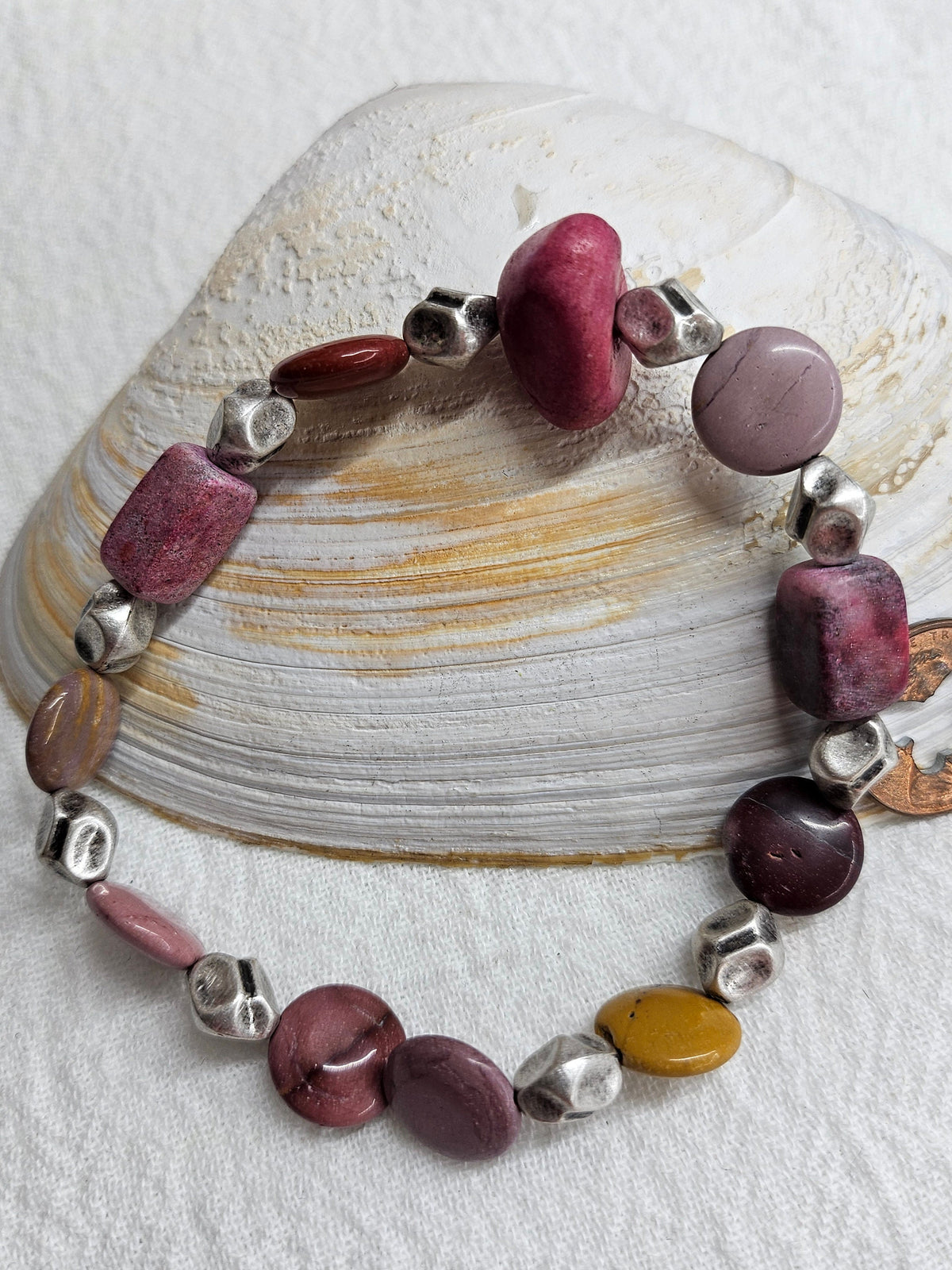 Natural Strawberry Quartz  Mookite Stone Stretch Bracelet for Positive Vibes Stylish Accessory and Good Mood Enhancer