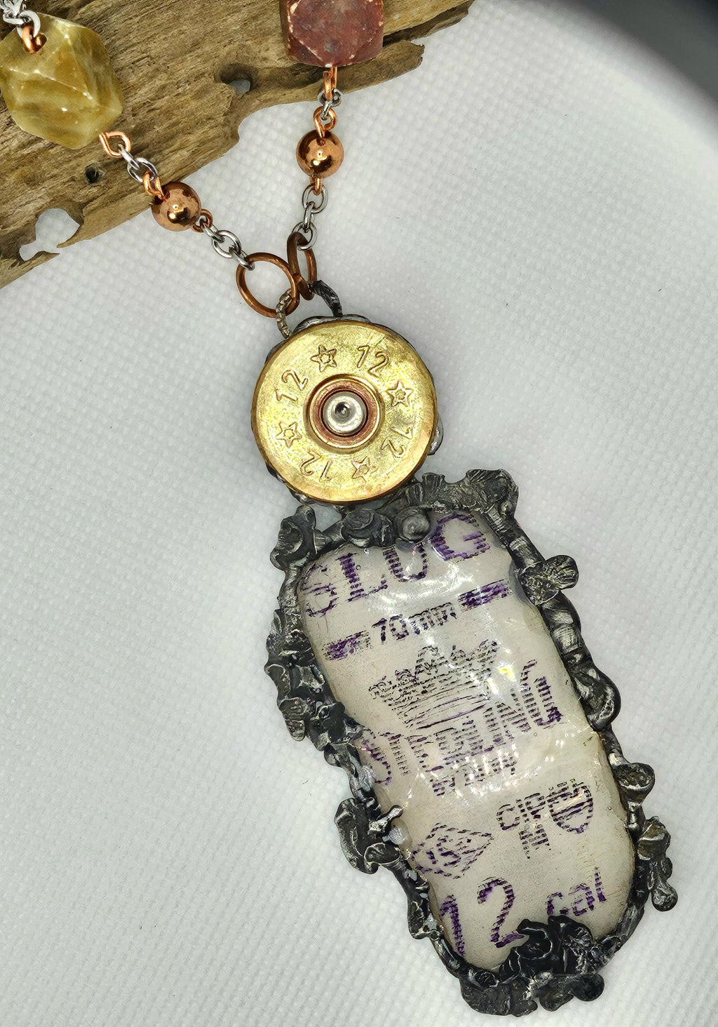 12 Gauge Shotgun Shell Casing  Brass Pendant Necklace  Rustic Boho Handmade Jewelry Gift for Her  Free Shipping