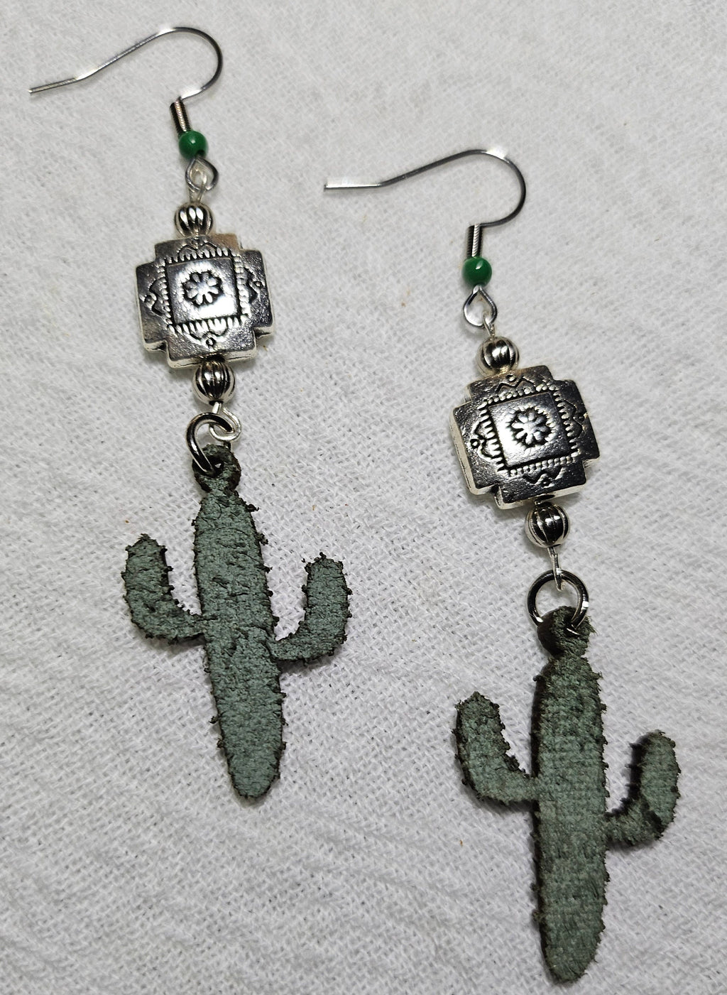 Southwest Cactus Earrings: Stainless Steel Hooks