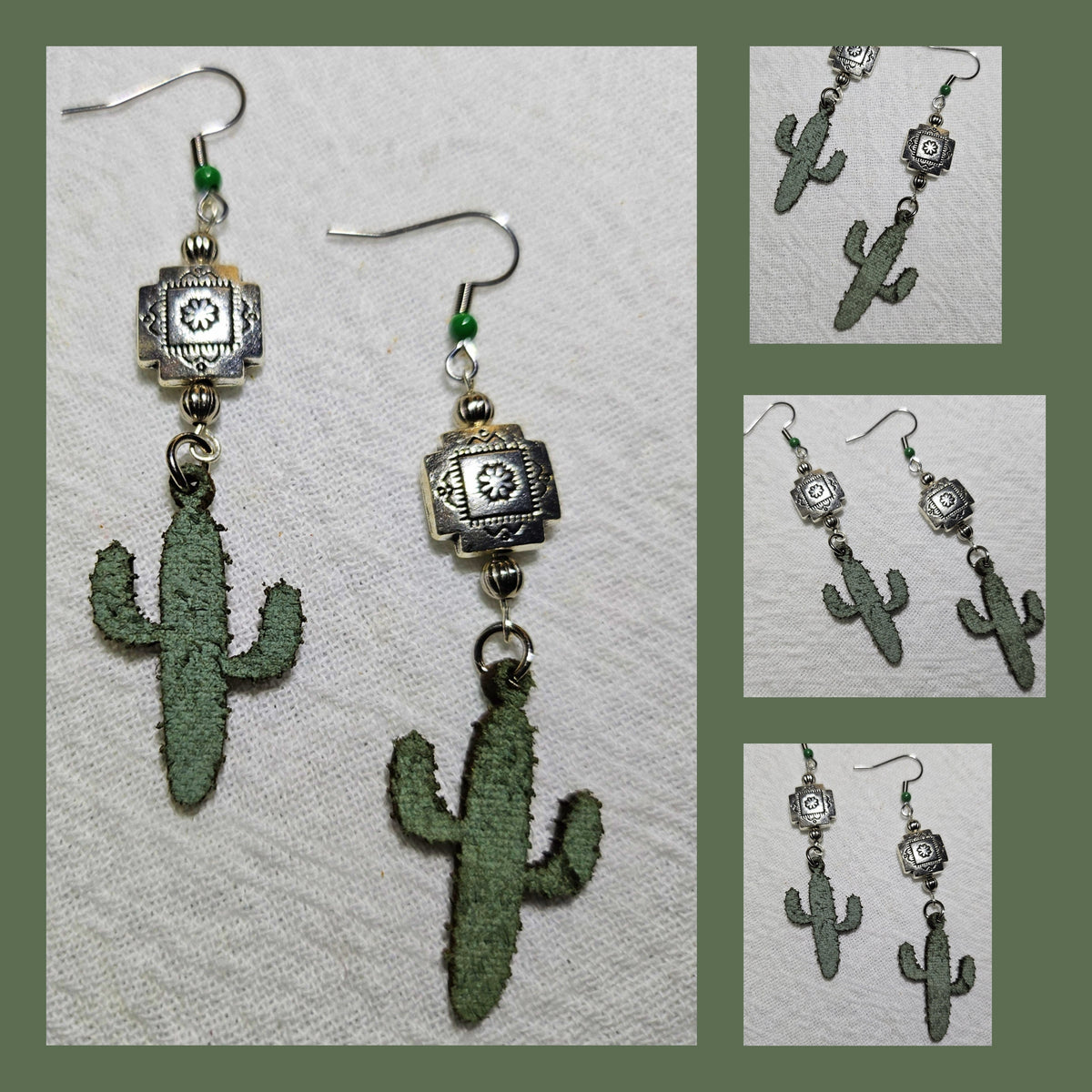 Southwest Cactus Earrings: Stainless Steel Hooks