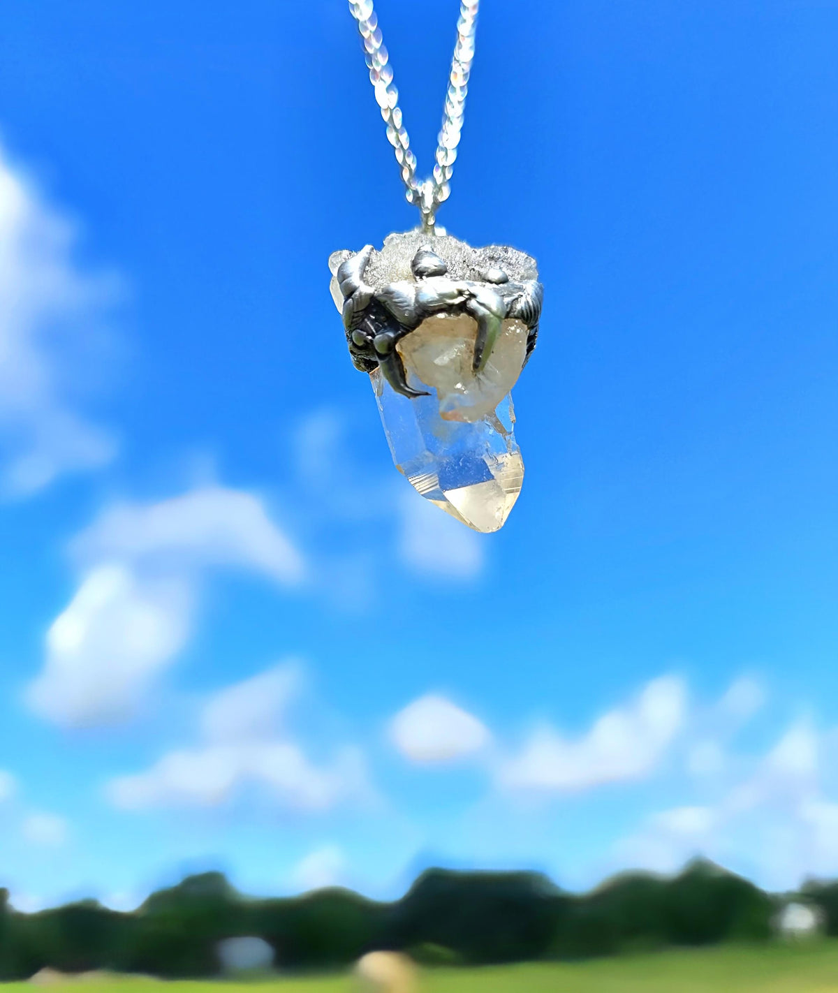 Silver Solder & Clear Quartz Pendant