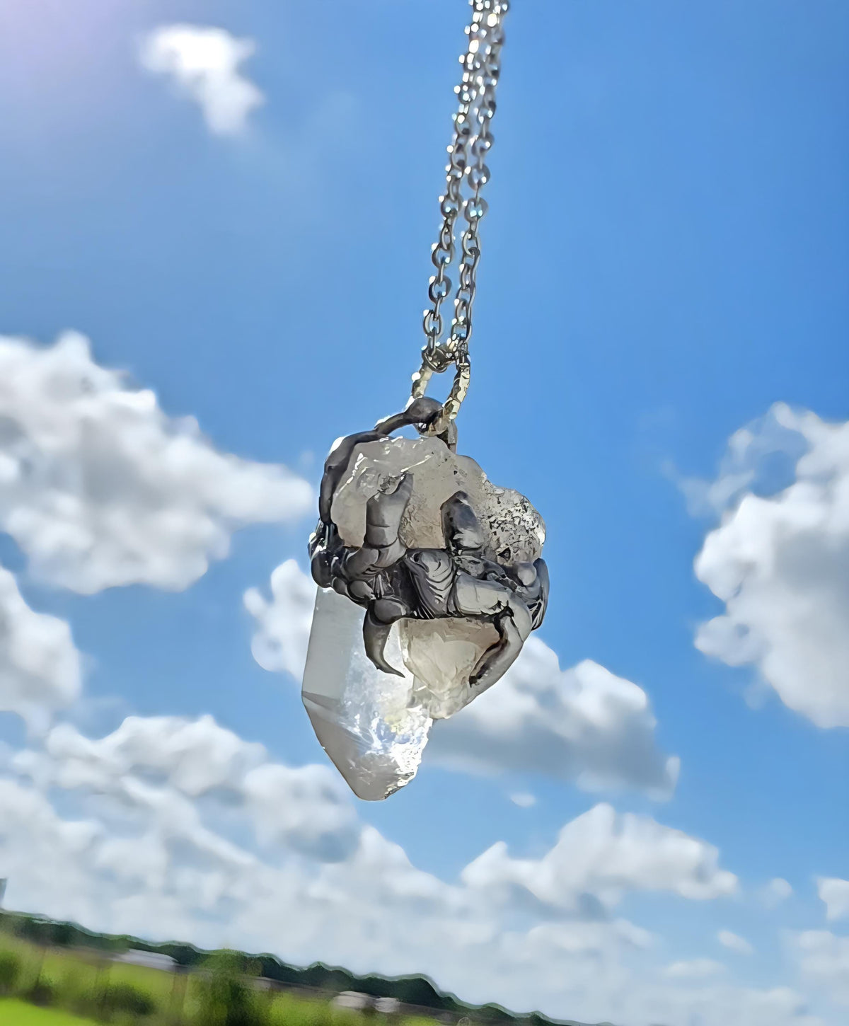 Raw Quartz Crystal Pendant: Silver Solder Boho Necklace