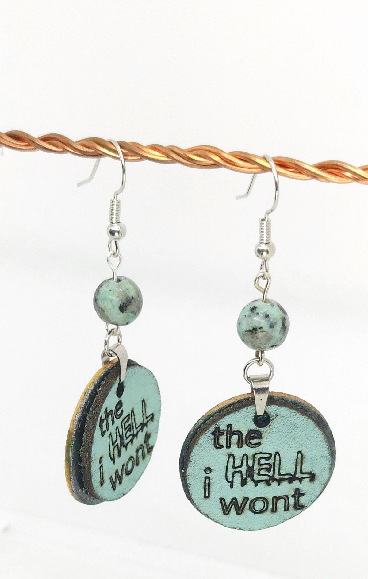 Laser Engraved Leather & Bass Wood Earrings - Stainless Steel Hooks