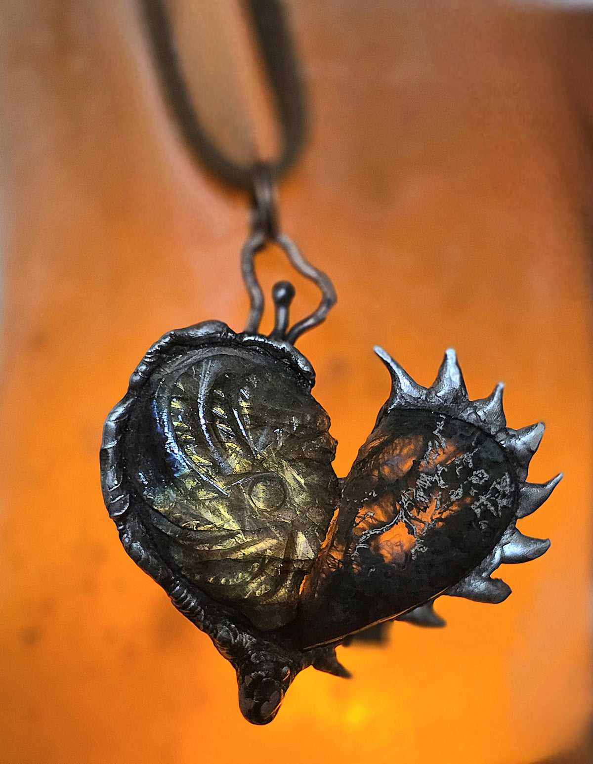 Once Broken, Now Unbreakable – Hand-Forged Heart Pendant, Mixed Stone Survivor Necklace, Rustic Copper & Silver Solder Jewelry, UNBROKEN Col