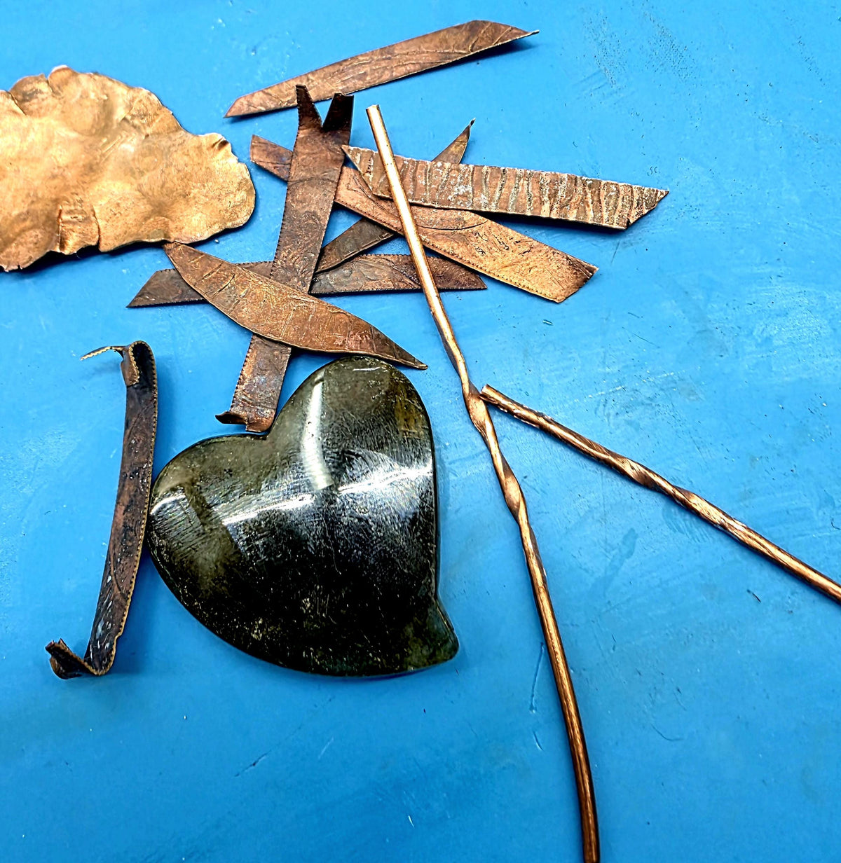 Bound Heart Necklace – Rustic Claw-Set Stone Pendant, Handmade Mixed Metal Jewelry, Labradorite Heart Necklace| Unbroken Collection