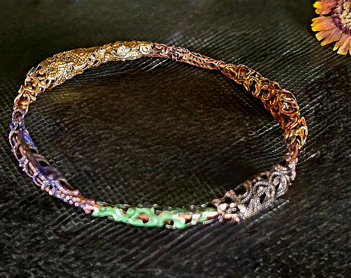UNBROKEN Armor Bangle Bracelet – Handcrafted Copper Wire & Stone Bracelet, Rustic Warrior Jewelry, Forged Strength,Survivor JewelryUnbroken
