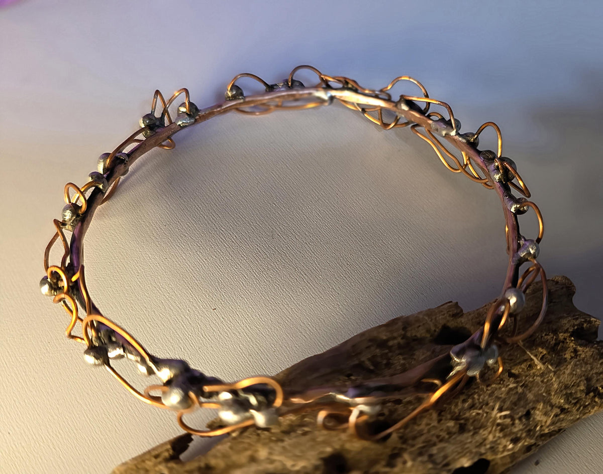 UNBROKEN Armor Bangle Bracelet – Handcrafted Copper Wire & Stone Bracelet, Rustic Warrior Jewelry, Forged Strength,Survivor JewelryUnbroken