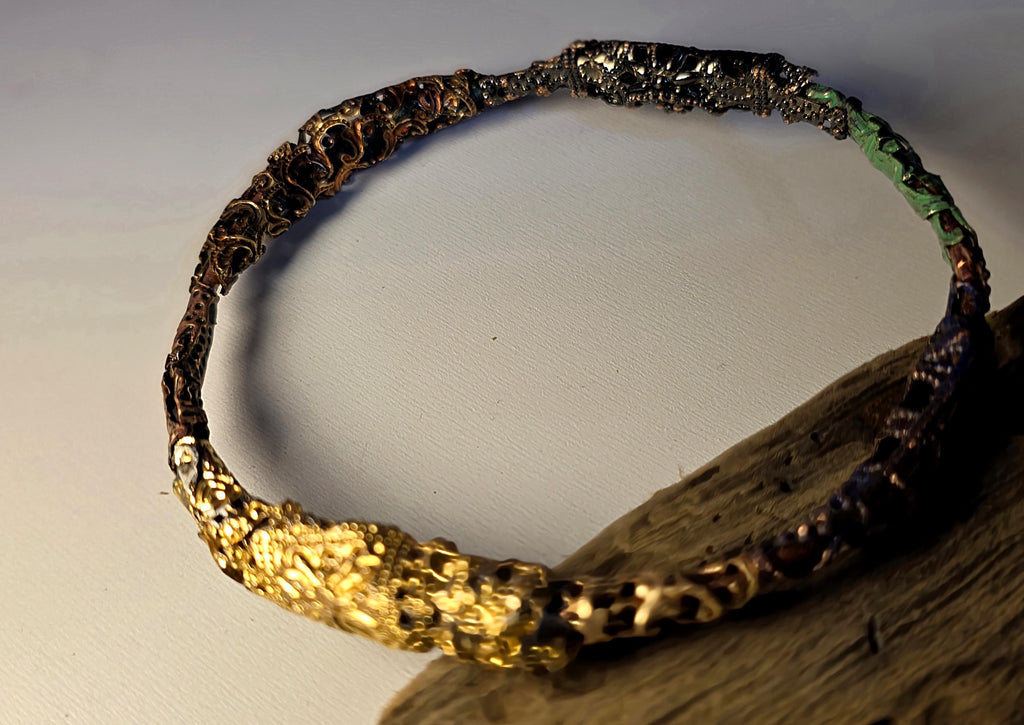 UNBROKEN Armor Bangle Bracelet – Handcrafted Copper Wire & Stone Bracelet, Rustic Warrior Jewelry, Forged Strength,Survivor JewelryUnbroken