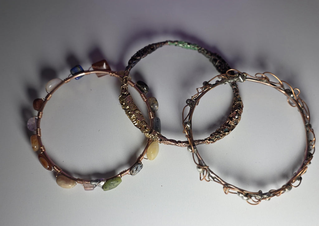 UNBROKEN Armor Bangle Bracelet – Handcrafted Copper Wire & Stone Bracelet, Rustic Warrior Jewelry, Forged Strength,Survivor JewelryUnbroken