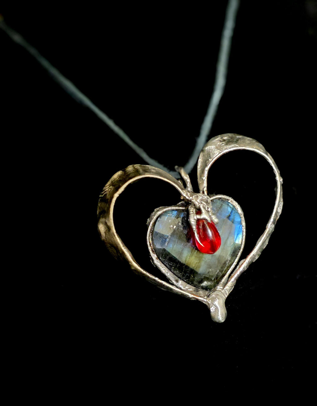 UNBROKEN “Still Beating” – Hand-Forged Copper Heart Pendant, Rebuilt Heart Jewelry, Rustic Warrior Necklace, Hammered Metal Armor Pendant