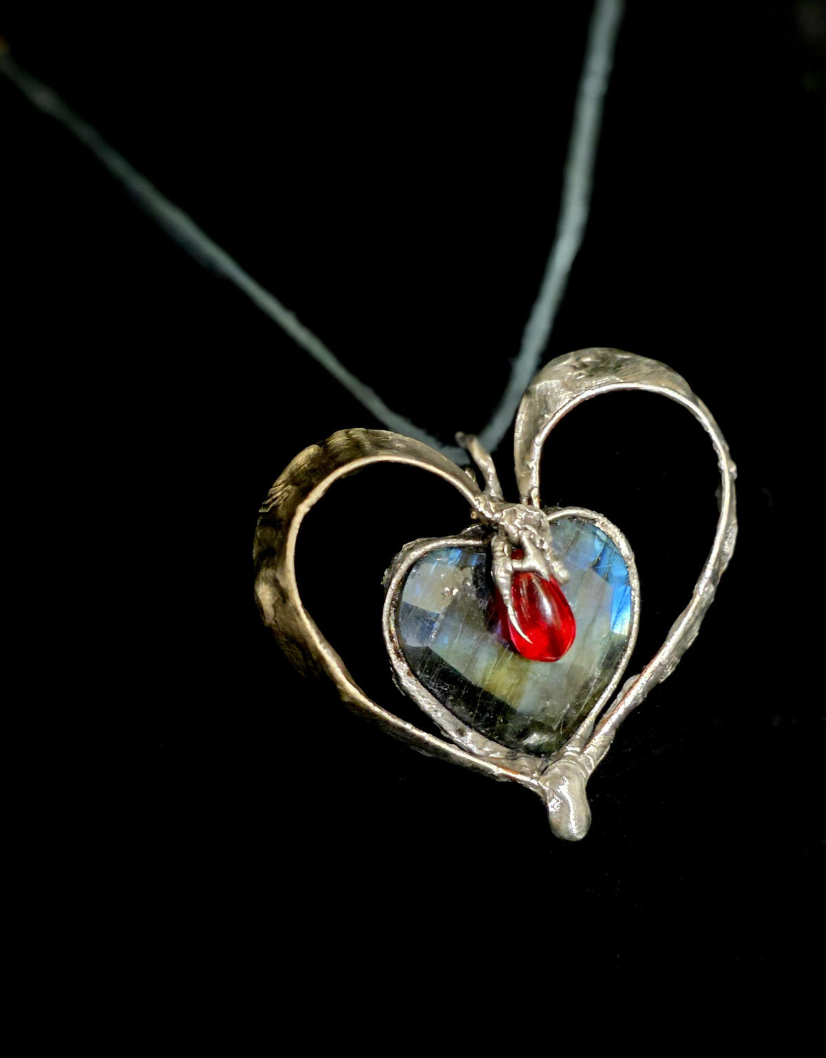 UNBROKEN “Still Beating” – Hand-Forged Copper Heart Pendant, Rebuilt Heart Jewelry, Rustic Warrior Necklace, Hammered Metal Armor Pendant