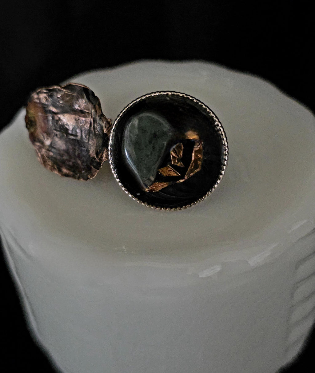 Shielded Heart Earrings – UNBROKEN Handcrafted Copper Shield Earrings with Aventurine Heart, Warrior Jewelry