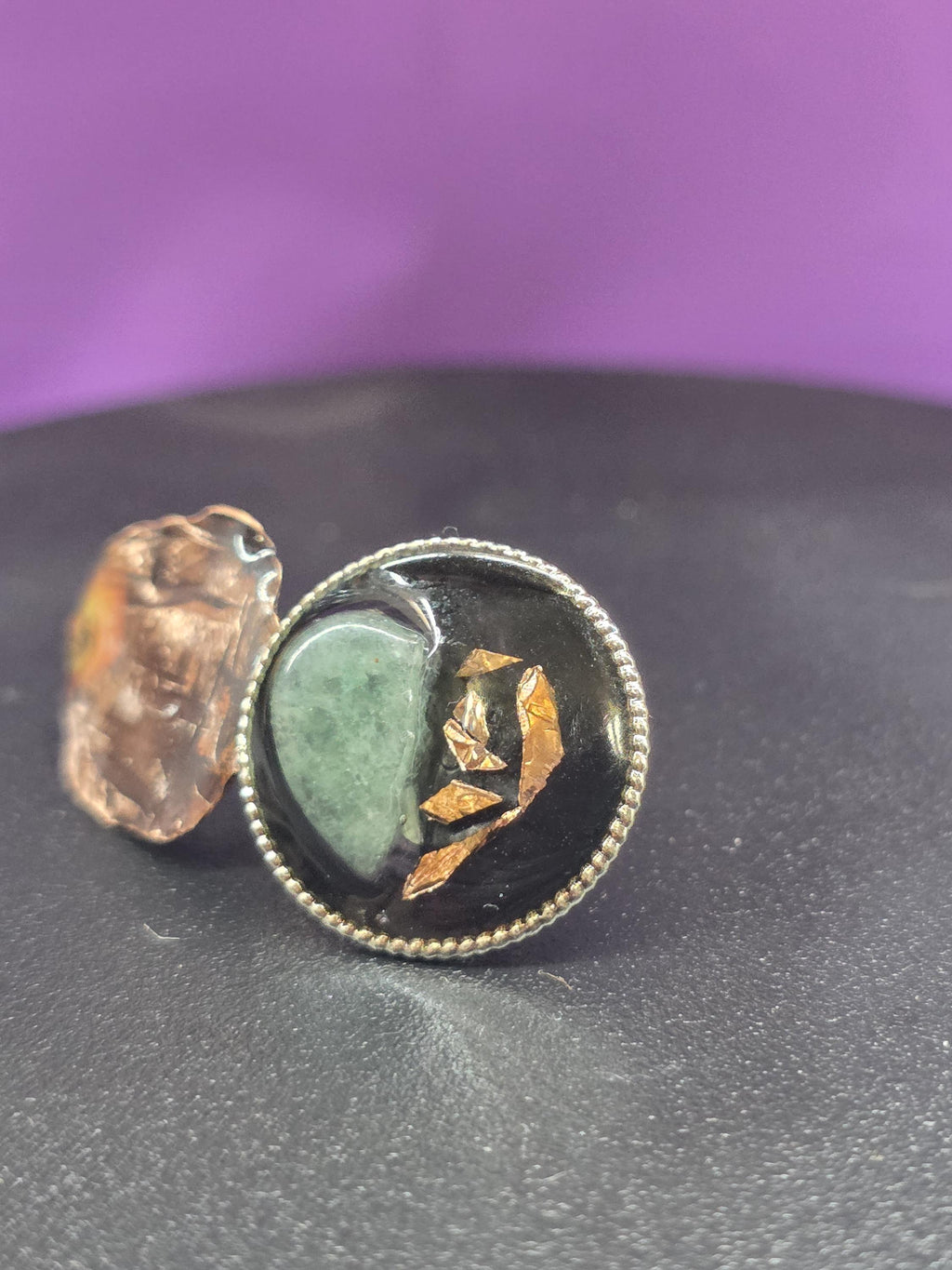 Shielded Heart Earrings – UNBROKEN Handcrafted Copper Shield Earrings with Aventurine Heart, Warrior Jewelry