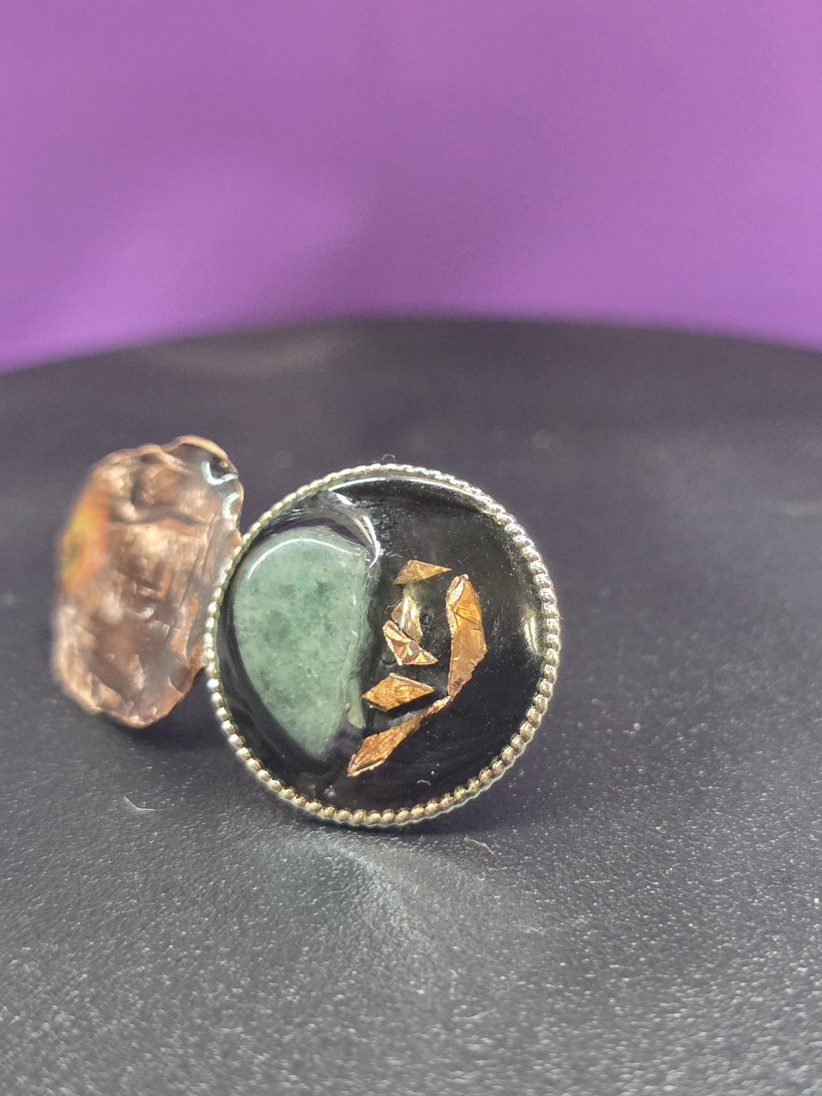 Shielded Heart Earrings – UNBROKEN Handcrafted Copper Shield Earrings with Aventurine Heart, Warrior Jewelry
