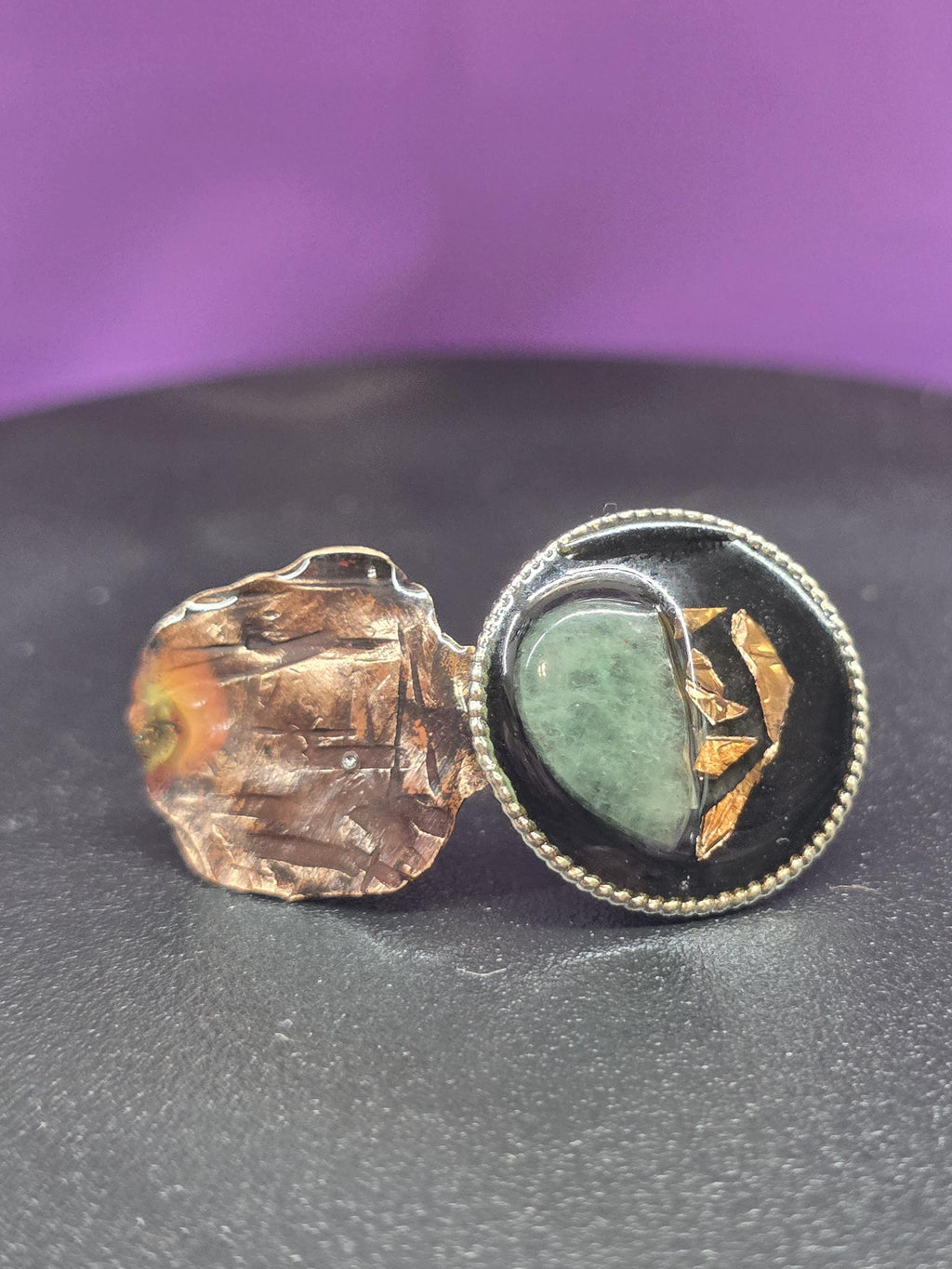 Shielded Heart Earrings – UNBROKEN Handcrafted Copper Shield Earrings with Aventurine Heart, Warrior Jewelry