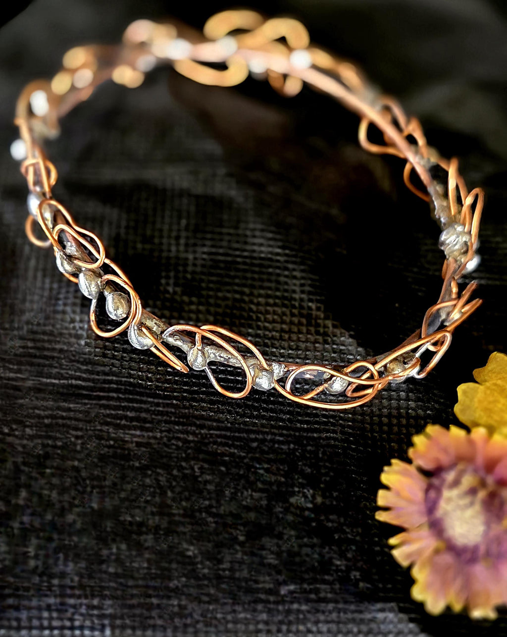 UNBROKEN Armor Bangle Bracelet – Handcrafted Copper Wire & Stone Bracelet, Rustic Warrior Jewelry, Forged Strength,Survivor JewelryUnbroken