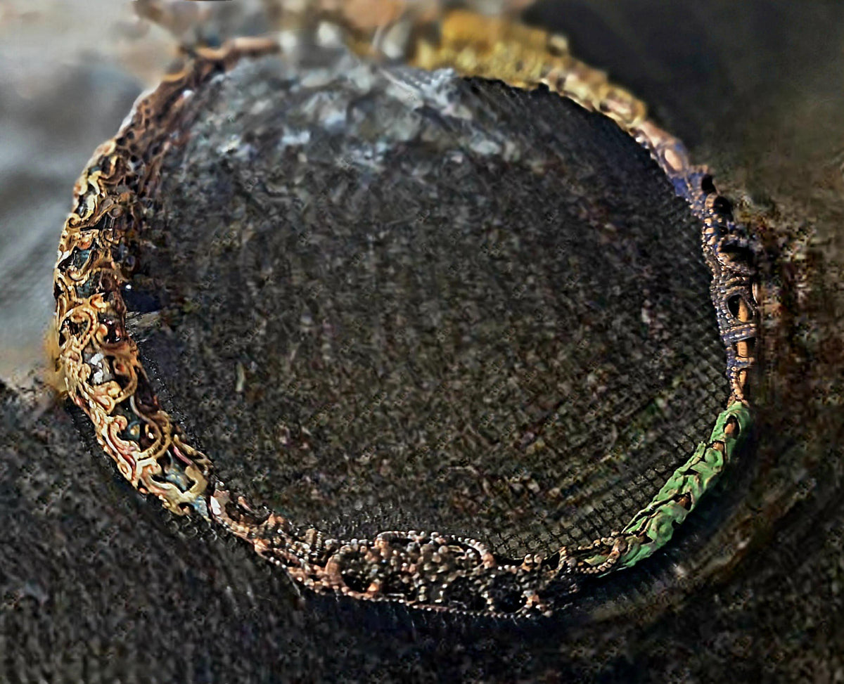 UNBROKEN Armor Bangle Bracelet – Handcrafted Copper Wire & Stone Bracelet, Rustic Warrior Jewelry, Forged Strength,Survivor JewelryUnbroken