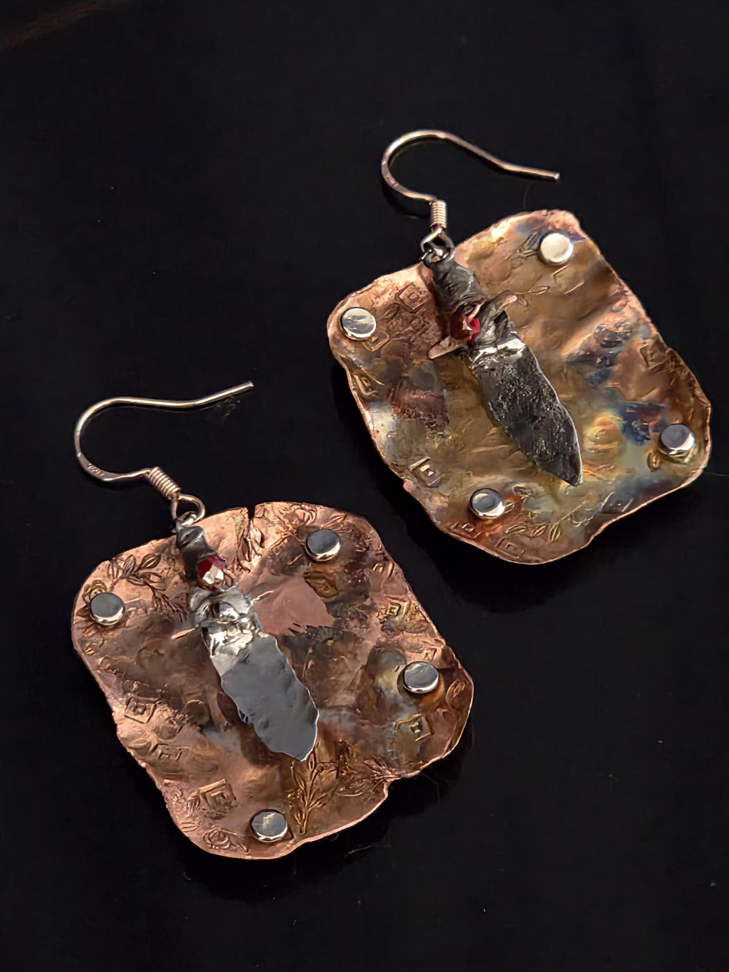 Shield and Blade, Handmade Earrings, Copper Earrings, Dagger Earrings, Shield Earrings, Statement Jewelry, Unique Earrings, Artisan Jewelry
