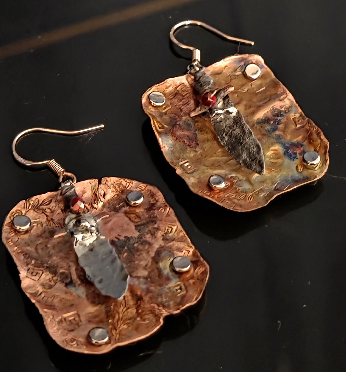 Shield and Blade, Handmade Earrings, Copper Earrings, Dagger Earrings, Shield Earrings, Statement Jewelry, Unique Earrings, Artisan Jewelry