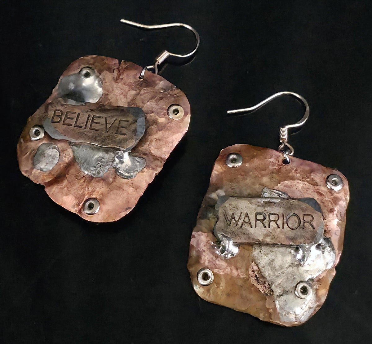 Shield and Blade, Handmade Earrings, Copper Earrings, Dagger Earrings, Shield Earrings, Statement Jewelry, Unique Earrings, Artisan Jewelry