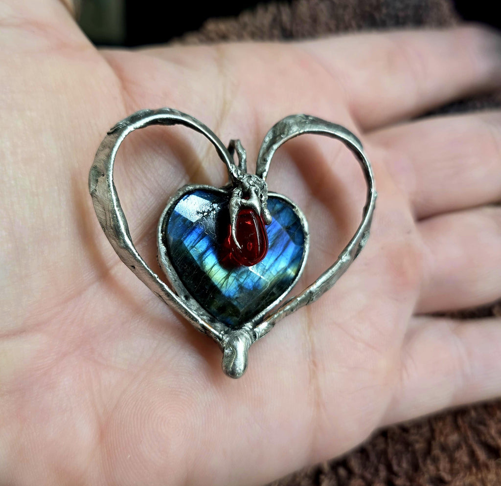 UNBROKEN “Still Beating” – Hand-Forged Copper Heart Pendant, Rebuilt Heart Jewelry, Rustic Warrior Necklace, Hammered Metal Armor Pendant