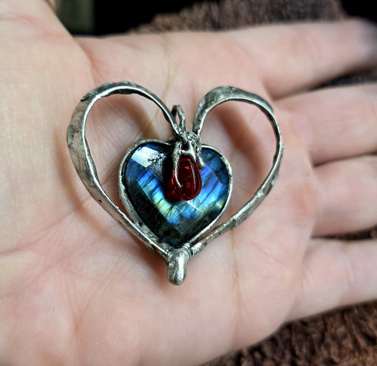 UNBROKEN “Still Beating” – Hand-Forged Copper Heart Pendant, Rebuilt Heart Jewelry, Rustic Warrior Necklace, Hammered Metal Armor Pendant
