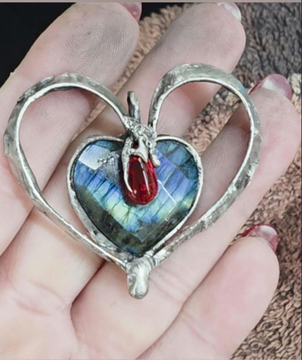 UNBROKEN “Still Beating” – Hand-Forged Copper Heart Pendant, Rebuilt Heart Jewelry, Rustic Warrior Necklace, Hammered Metal Armor Pendant