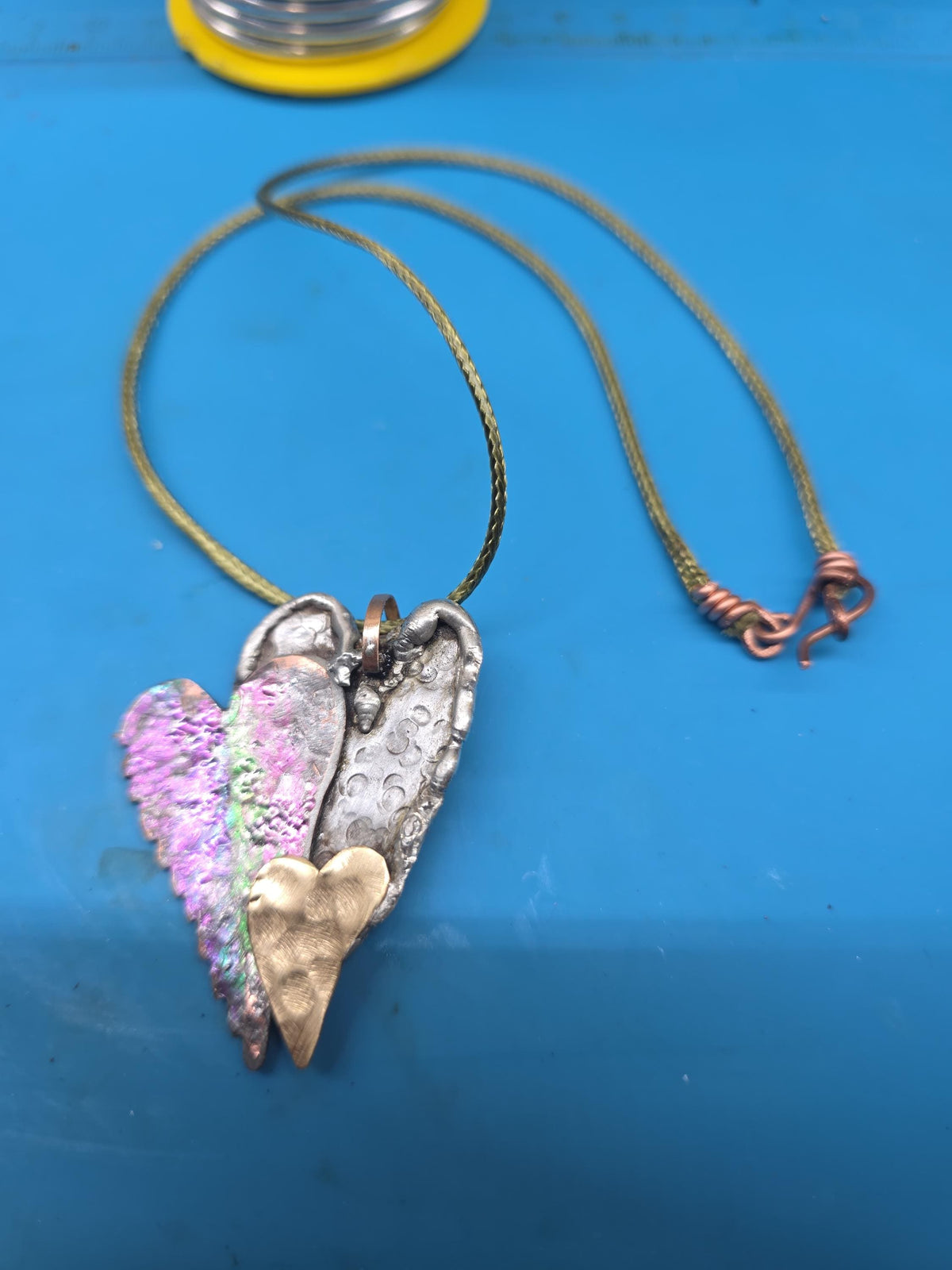 UNBROKEN Still Beating Heart Necklace – Handcrafted Mixed Metal Pendant, Warrior Jewelry, Survivor Strength Necklace