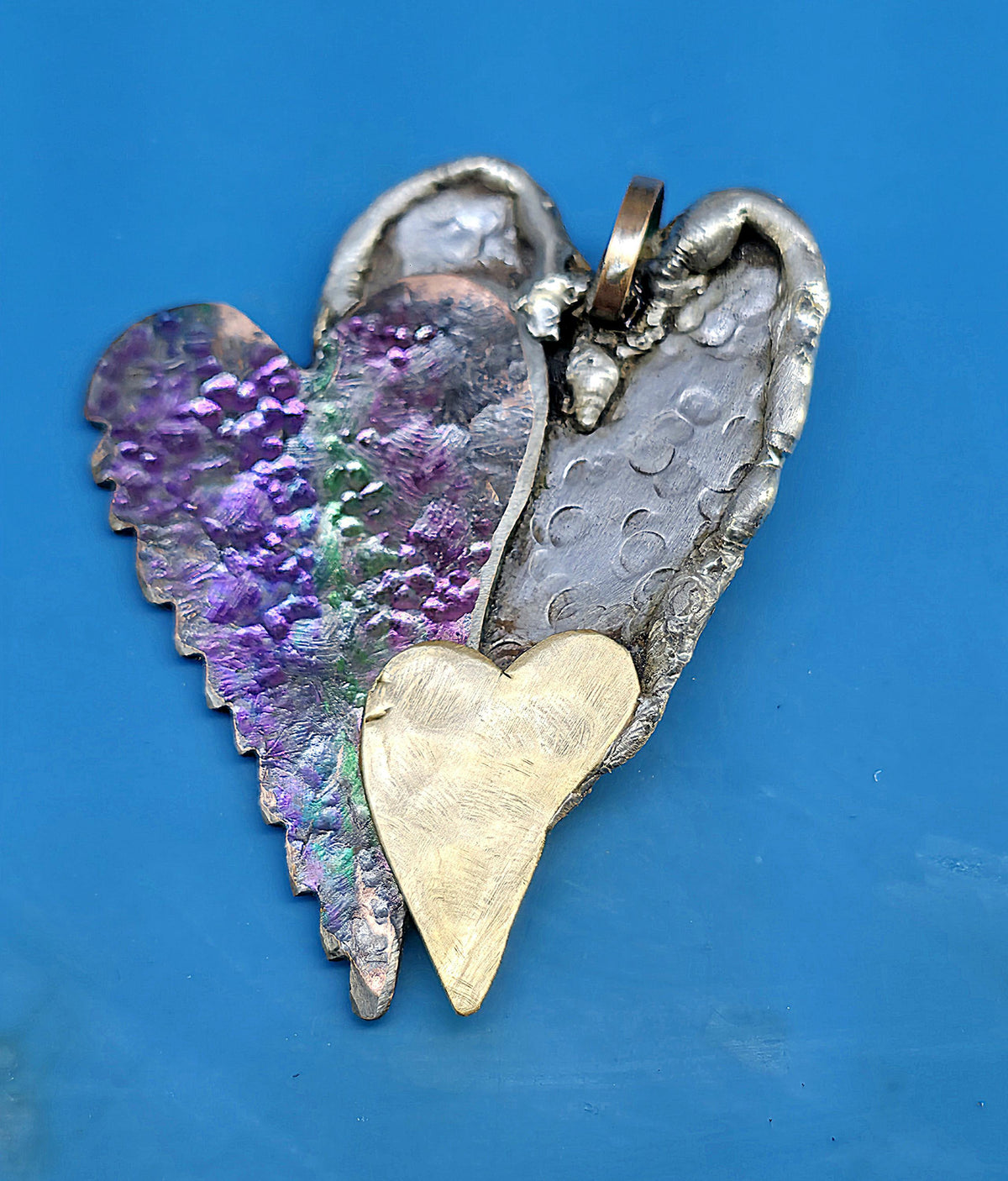 UNBROKEN Still Beating Heart Necklace – Handcrafted Mixed Metal Pendant, Warrior Jewelry, Survivor Strength Necklace