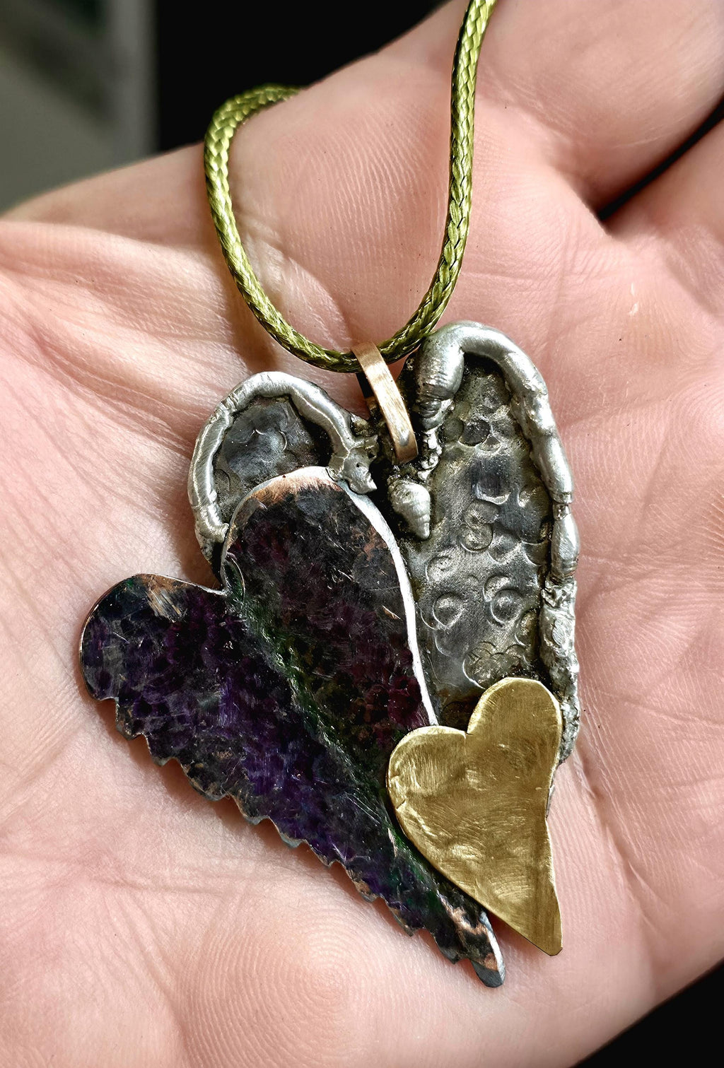 UNBROKEN Still Beating Heart Necklace – Handcrafted Mixed Metal Pendant, Warrior Jewelry, Survivor Strength Necklace