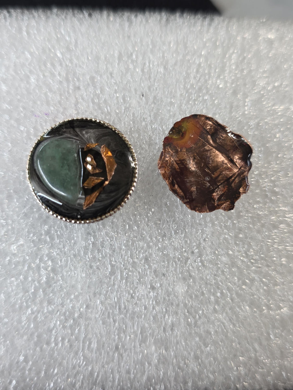 Shielded Heart Earrings – UNBROKEN Handcrafted Copper Shield Earrings with Aventurine Heart, Warrior Jewelry
