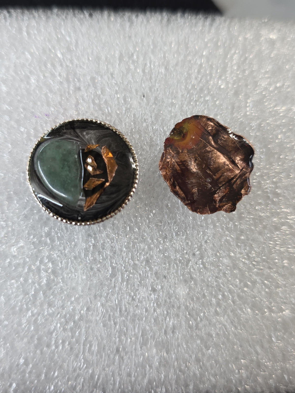 Shielded Heart Earrings – UNBROKEN Handcrafted Copper Shield Earrings with Aventurine Heart, Warrior Jewelry