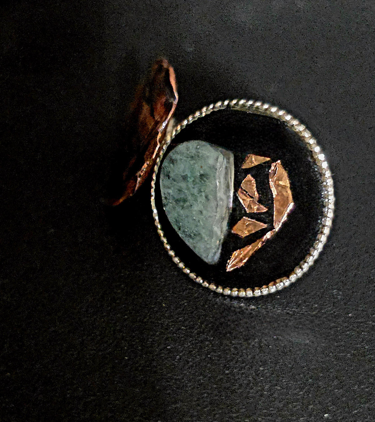 Shielded Heart Earrings – UNBROKEN Handcrafted Copper Shield Earrings with Aventurine Heart, Warrior Jewelry