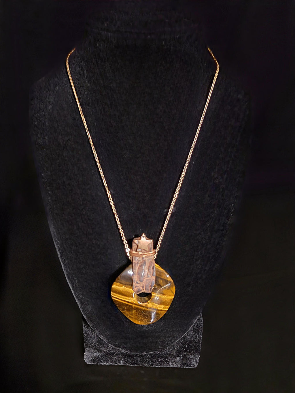 Wayfinder – UNBROKEN Tiger’s Eye Pendant Necklace, Handcrafted Copper & Leather Talisman, Rustic Warrior Jewelry, Grounding Stone Necklace