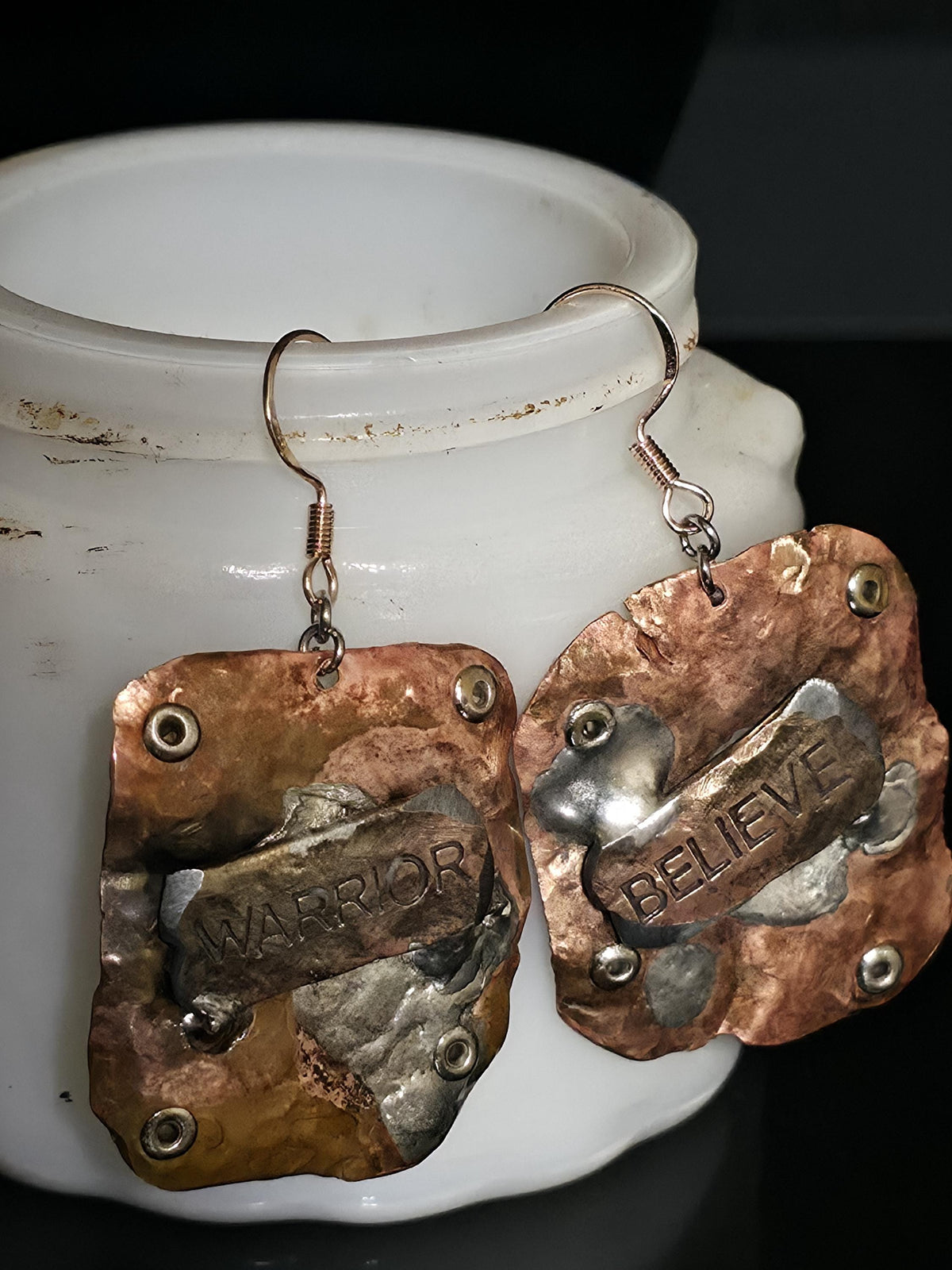 Shield and Blade, Handmade Earrings, Copper Earrings, Dagger Earrings, Shield Earrings, Statement Jewelry, Unique Earrings, Artisan Jewelry