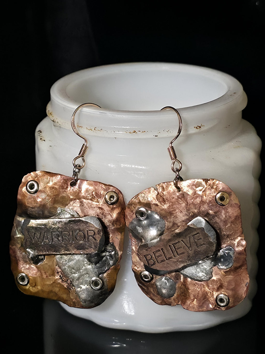 Shield and Blade, Handmade Earrings, Copper Earrings, Dagger Earrings, Shield Earrings, Statement Jewelry, Unique Earrings, Artisan Jewelry