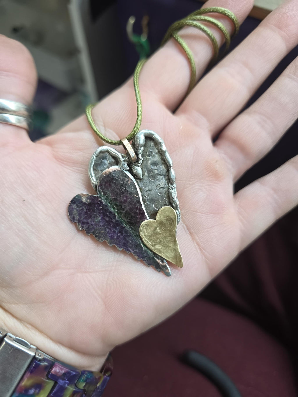 UNBROKEN Still Beating Heart Necklace – Handcrafted Mixed Metal Pendant, Warrior Jewelry, Survivor Strength Necklace